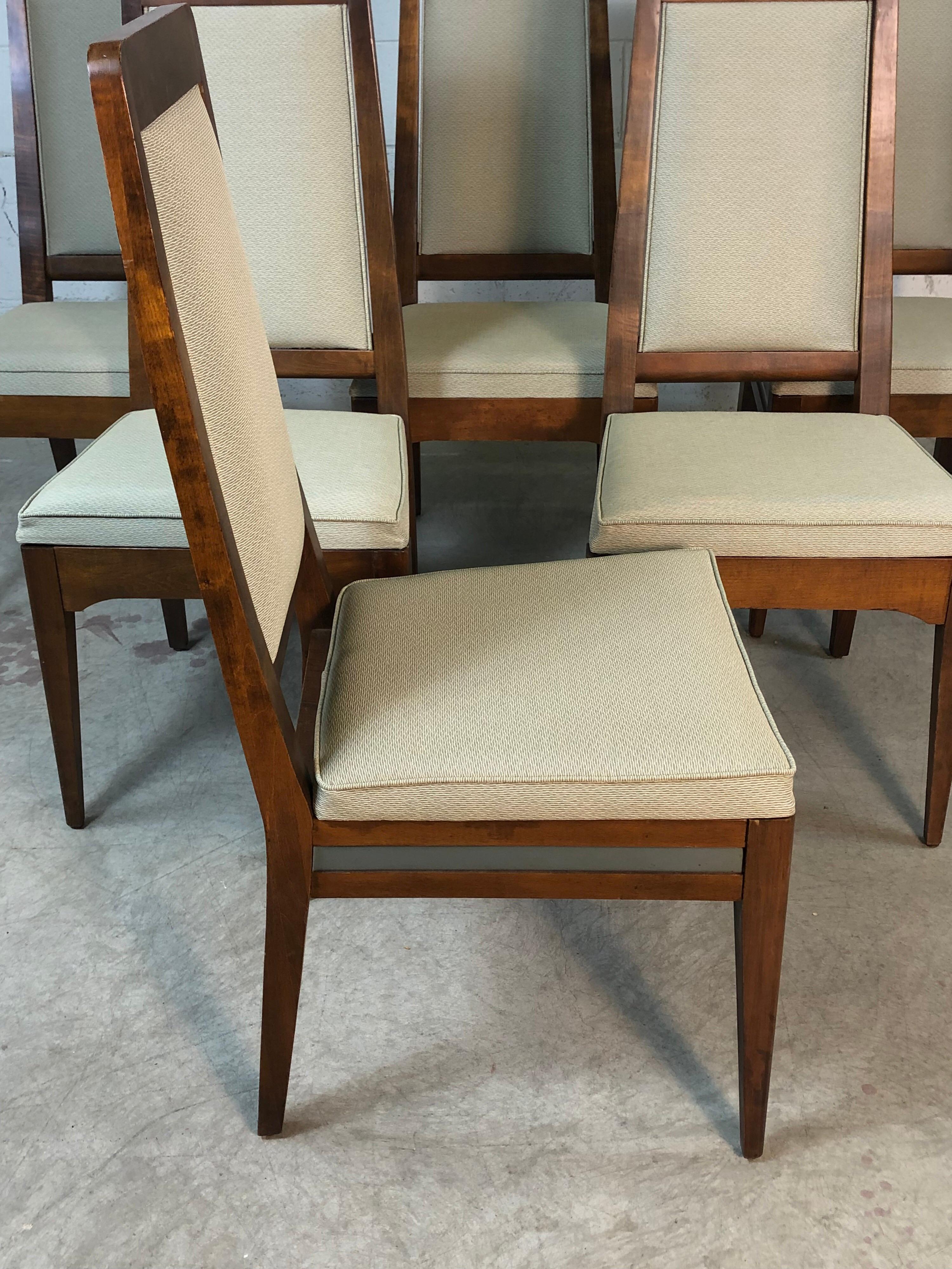 Stainless Steel 1960s Maple High Back Dining Chairs, Set of 6 For Sale