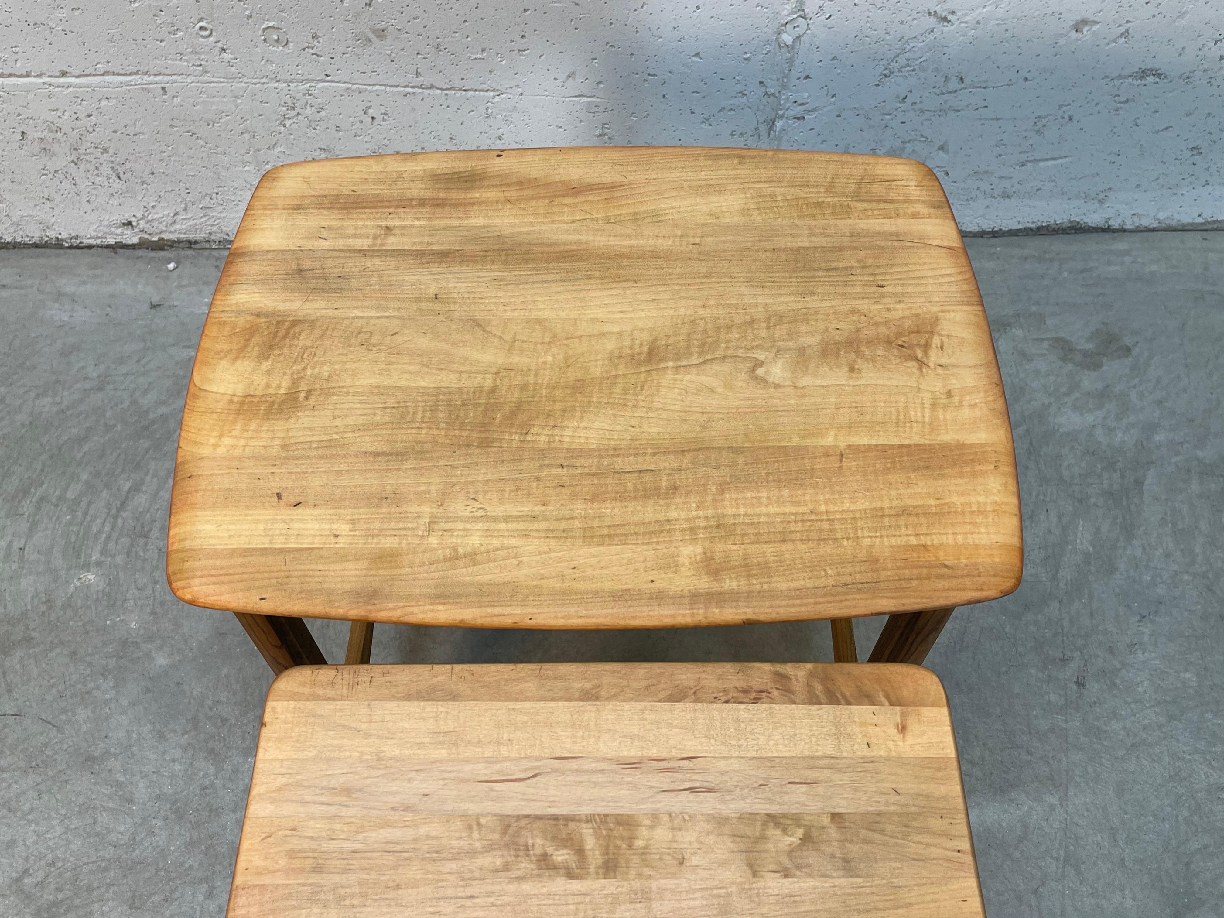 1960s Maple Wood Nesting Tables For Sale 1