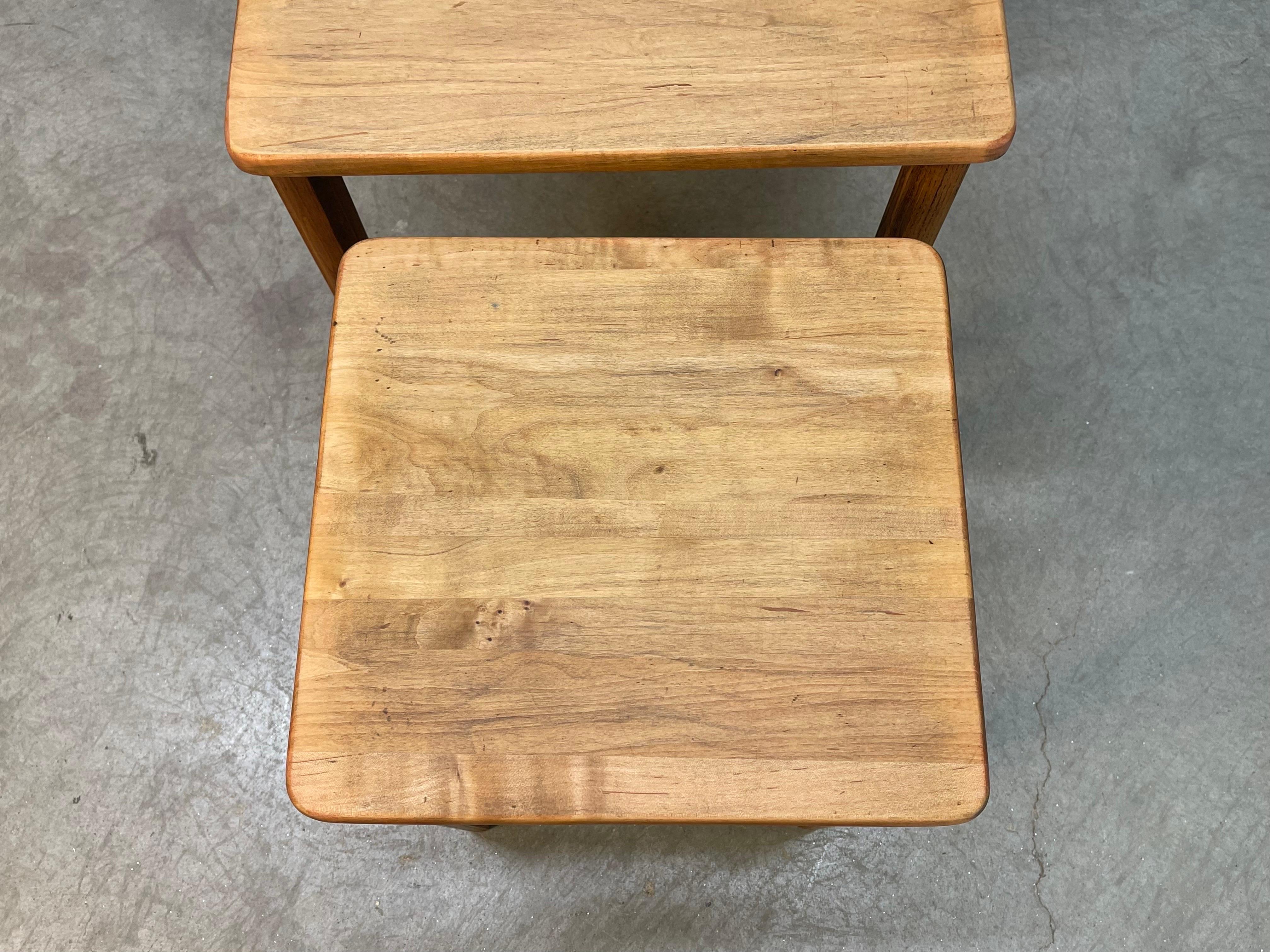 1960s Maple Wood Nesting Tables For Sale 3