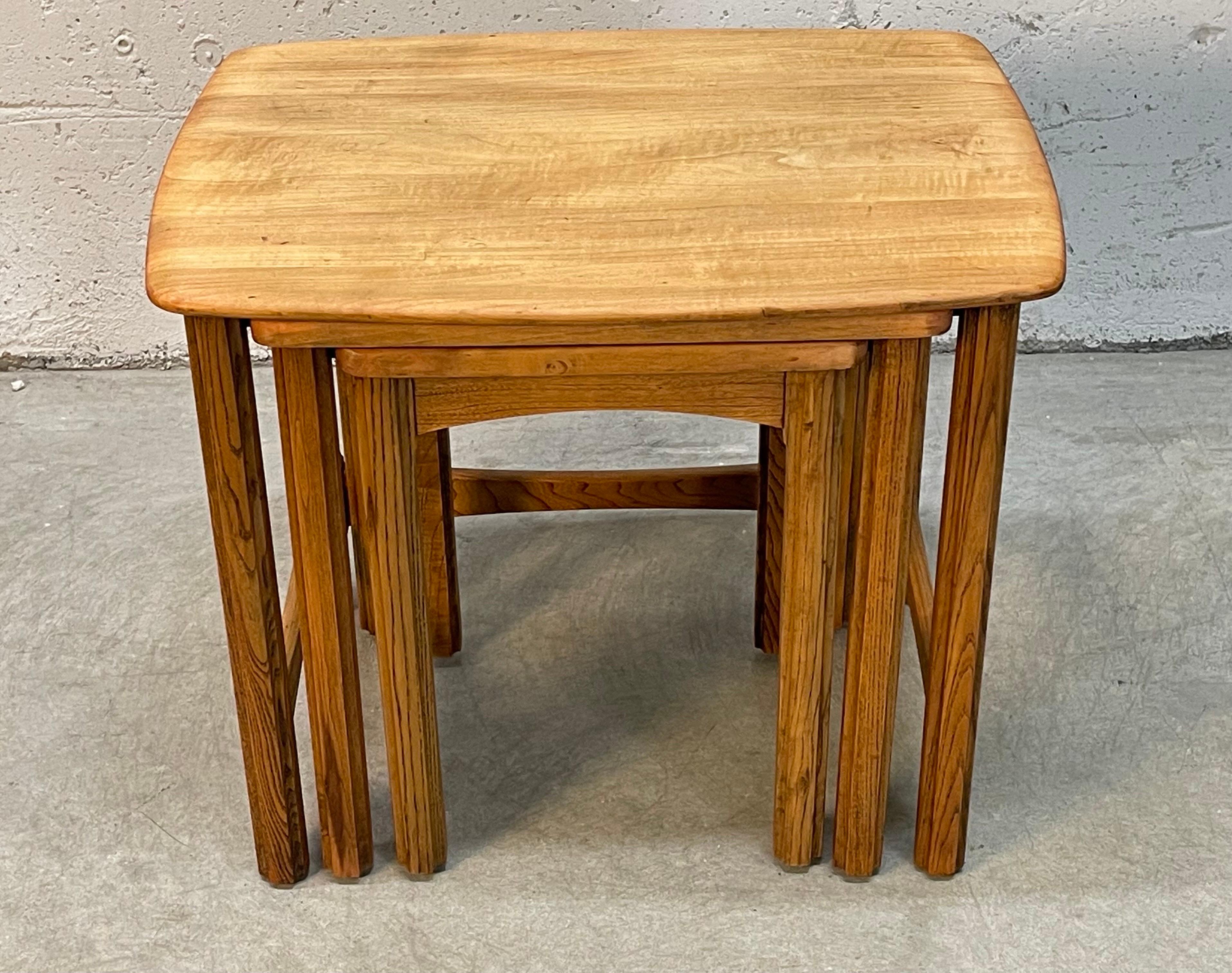 1960s Maple Wood Nesting Tables For Sale 4