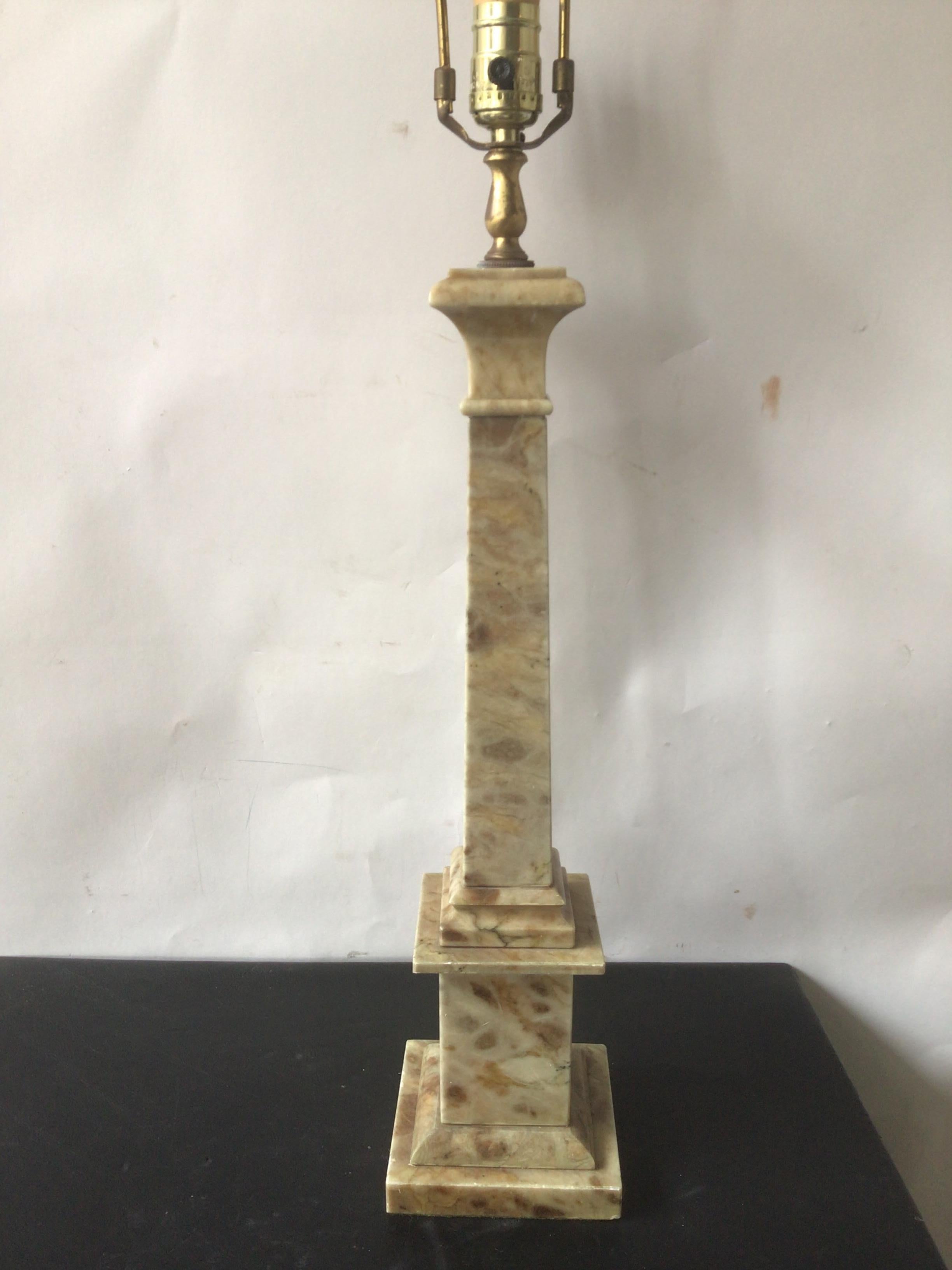 Mid-20th Century 1960s Marble Obelisk Lamp