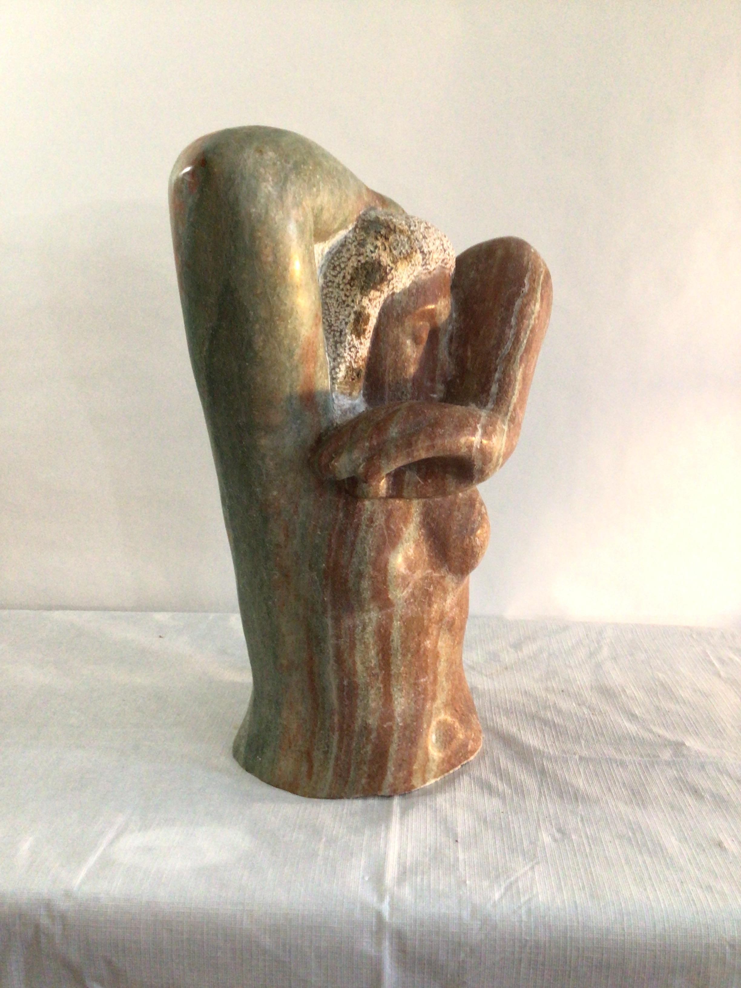 Unknown 1960s Marble Sculpture of a Woman with Oversized Hands For Sale