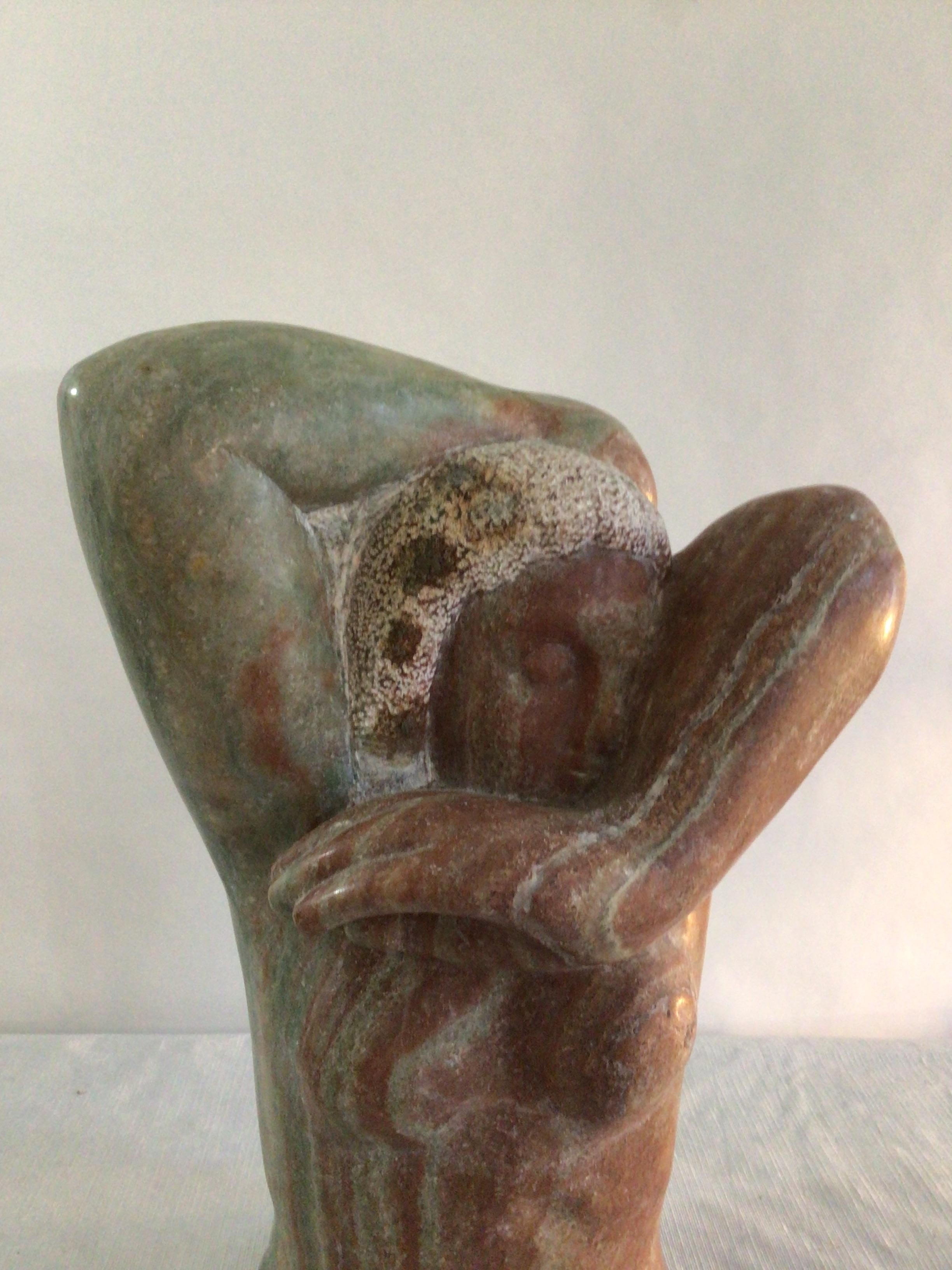 Mid-20th Century 1960s Marble Sculpture of a Woman with Oversized Hands For Sale