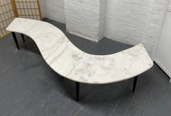 1960s Marble Top Curved Coffee Table