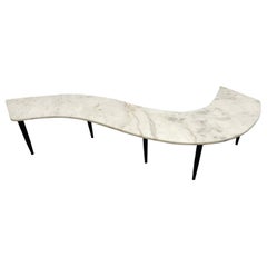 1960s Marble Top Curved Coffee Table