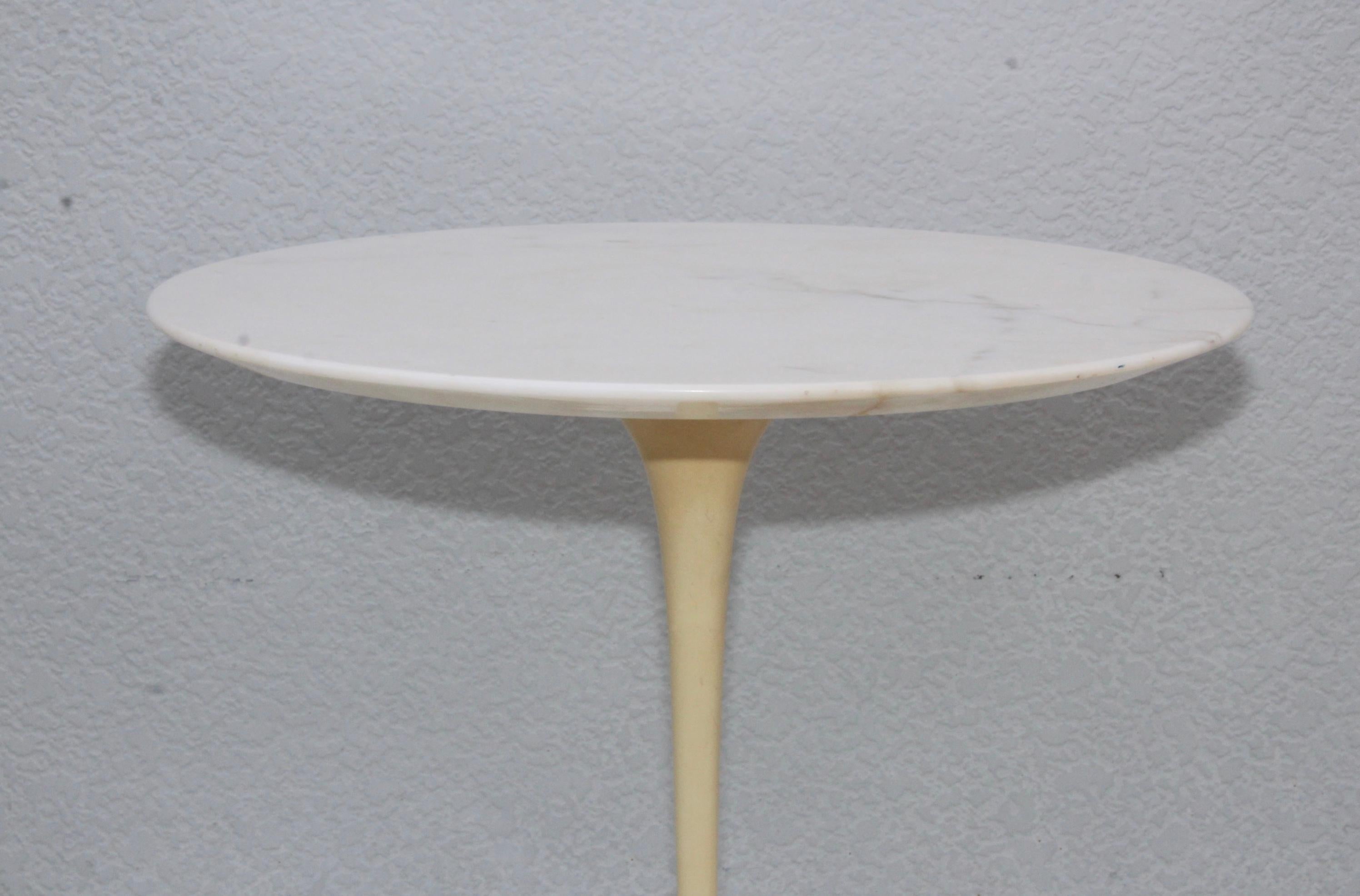 Metal 1960s Marble Top End Table by Eero Saarinen for Knoll