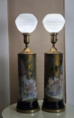 Lampes de table en verre soufflé « Onagadori » de style Hollywood Regency, signées Marbro, des années 1960 — Une paire