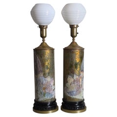 Lampes de table en verre soufflé « Onagadori » de style Hollywood Regency, signées Marbro, des années 1960 — Une paire