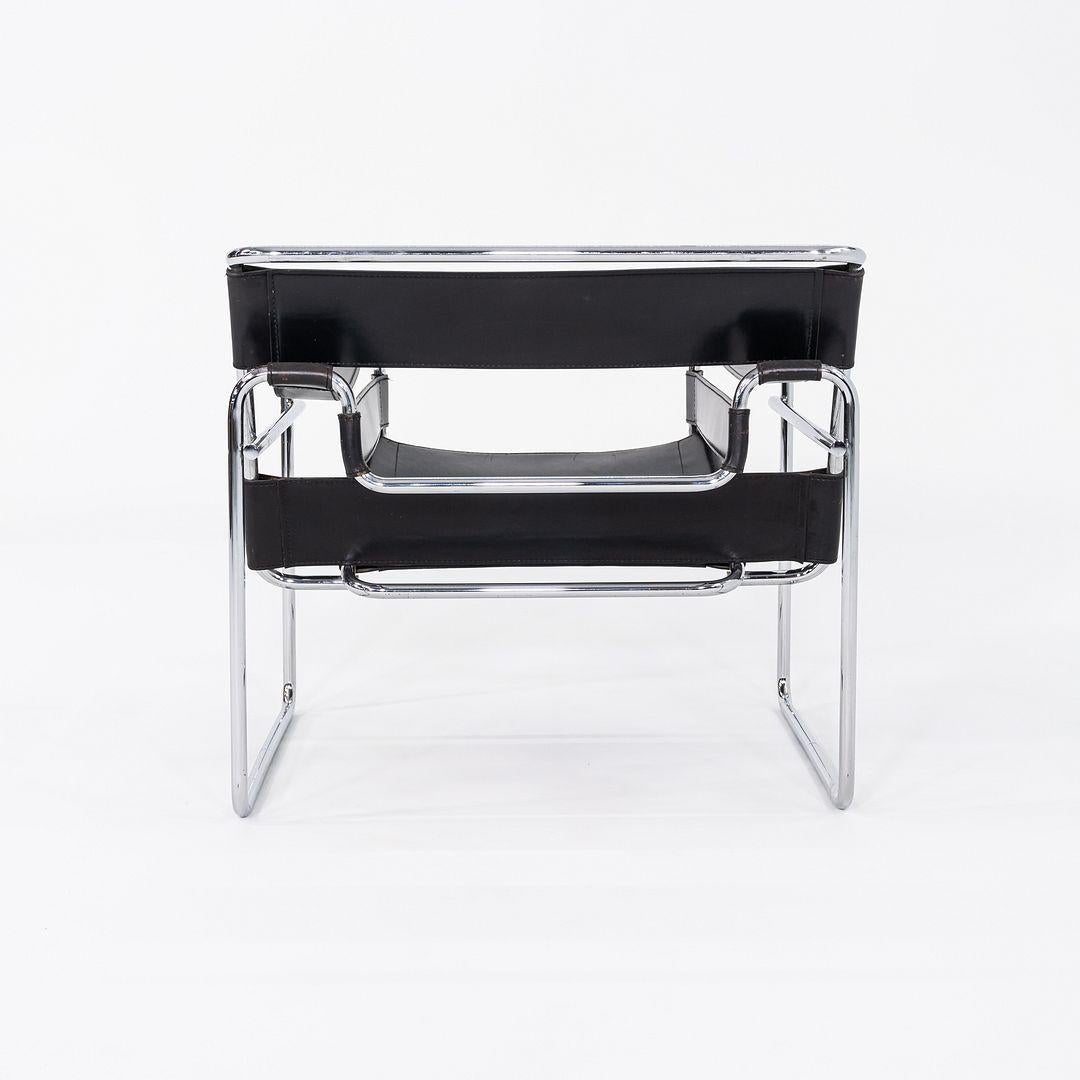 Mid-20th Century 1960s Marcel Breuer for Gavina / Knoll Wassily B3 Lounge Chair in Black Leather For Sale