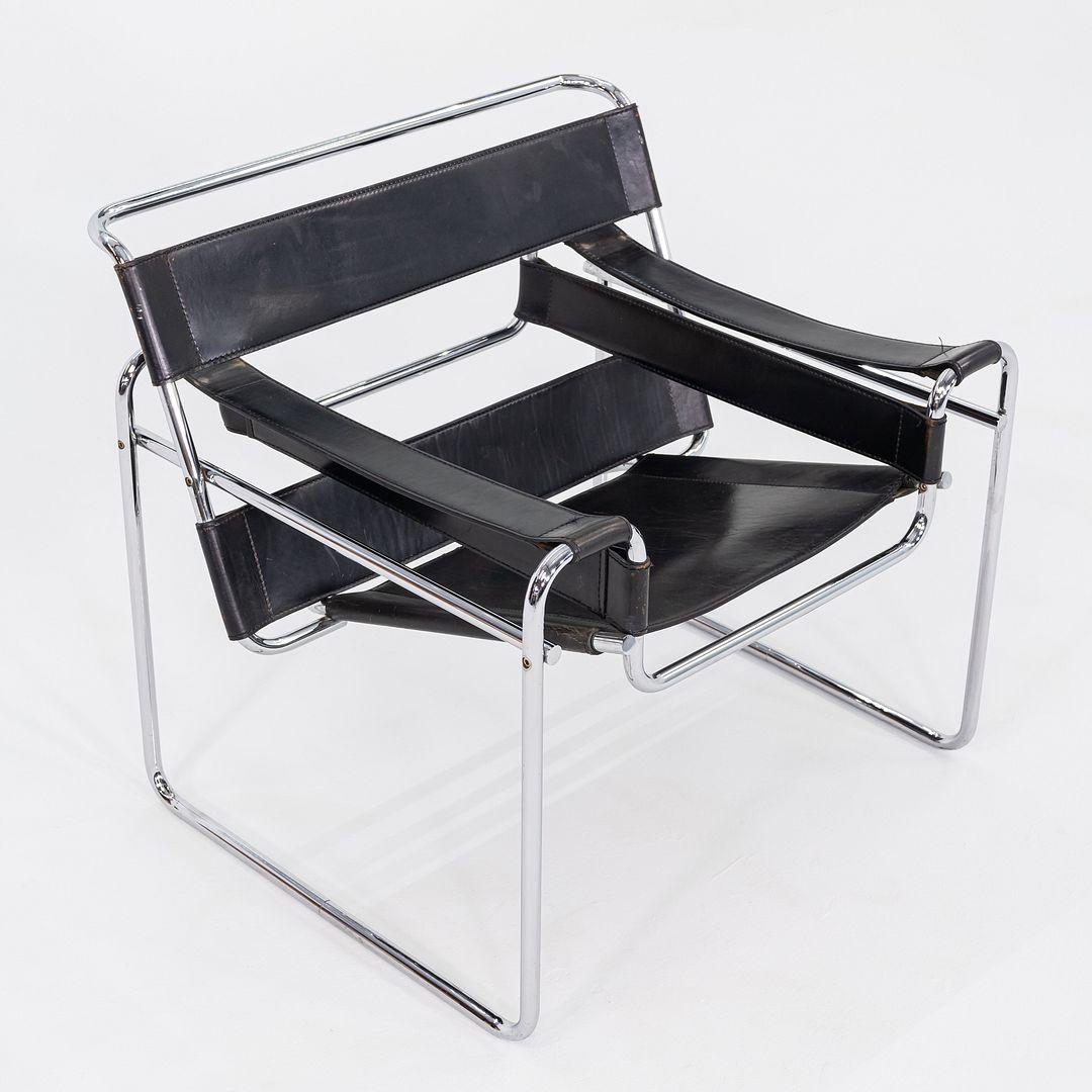 1960s Marcel Breuer for Gavina / Knoll Wassily B3 Lounge Chair in Black Leather For Sale 2