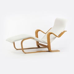 1960s Marcel Breuer for Knoll Isokon Chaise Lounge Chair New White Upholstery