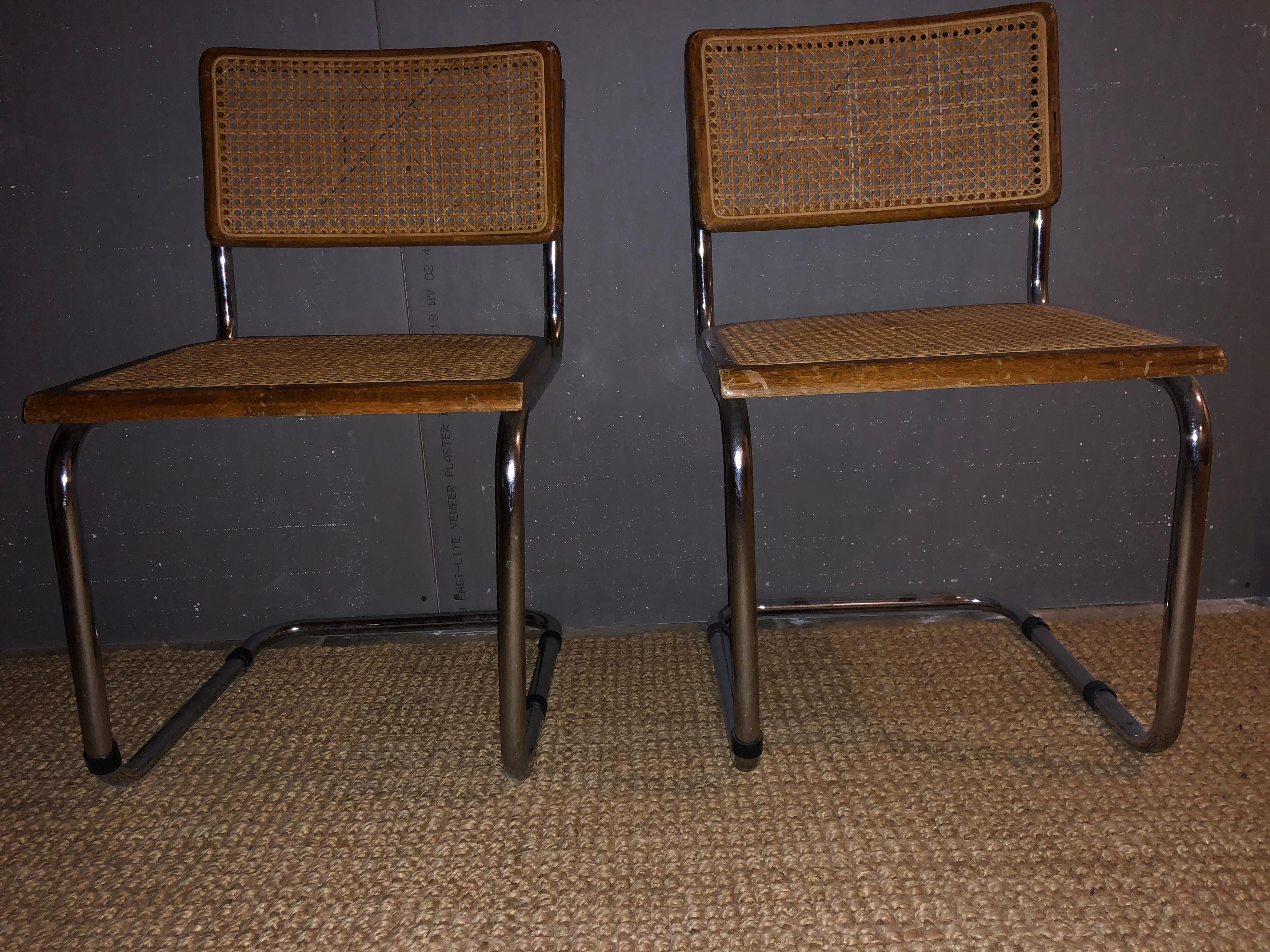 Pair of 1960s Marcel Breuer walnut Cesca chairs.