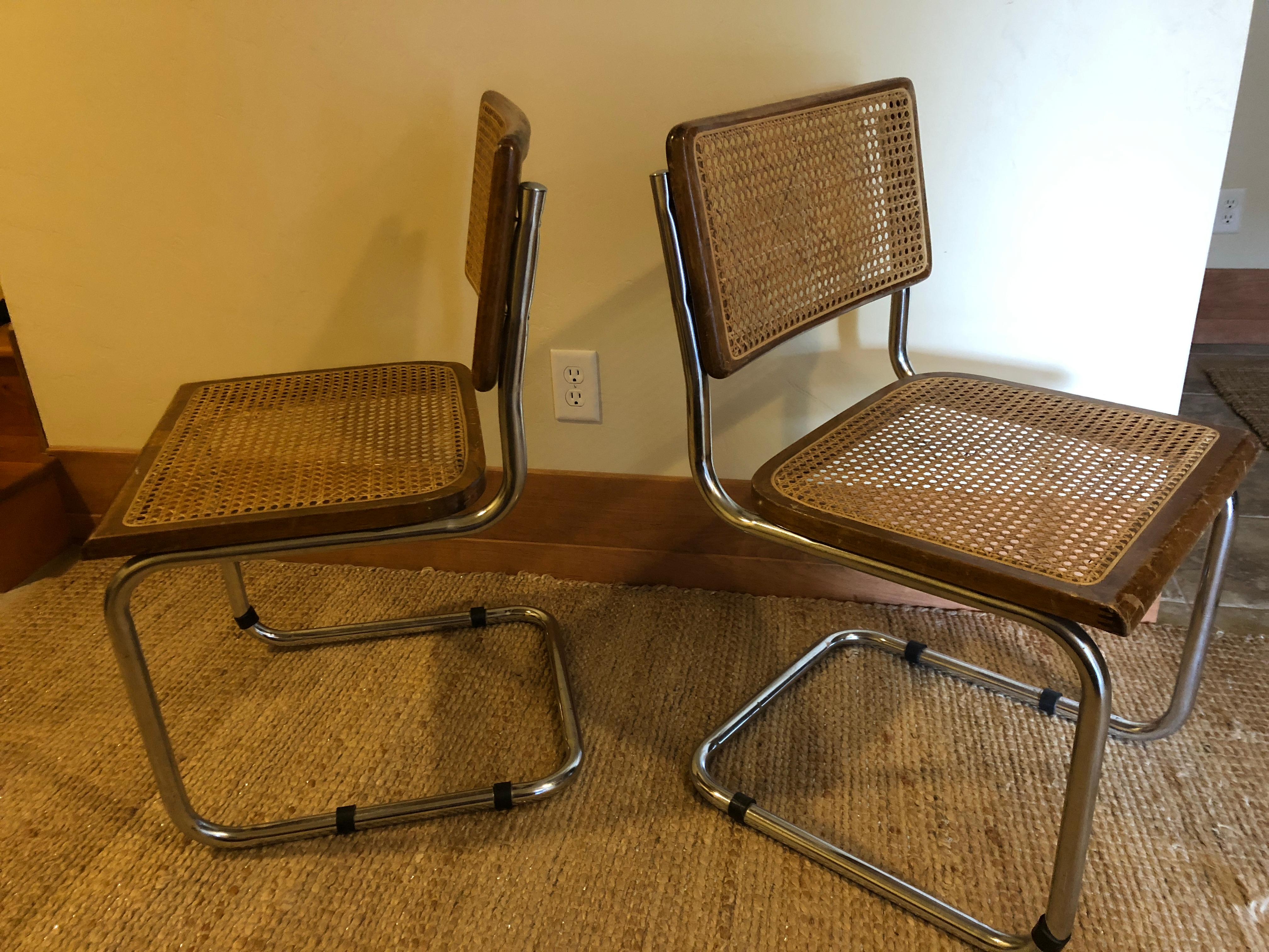 Vienna Secession 1960s Marcel Breuer Walnut Cesca Chairs For Sale