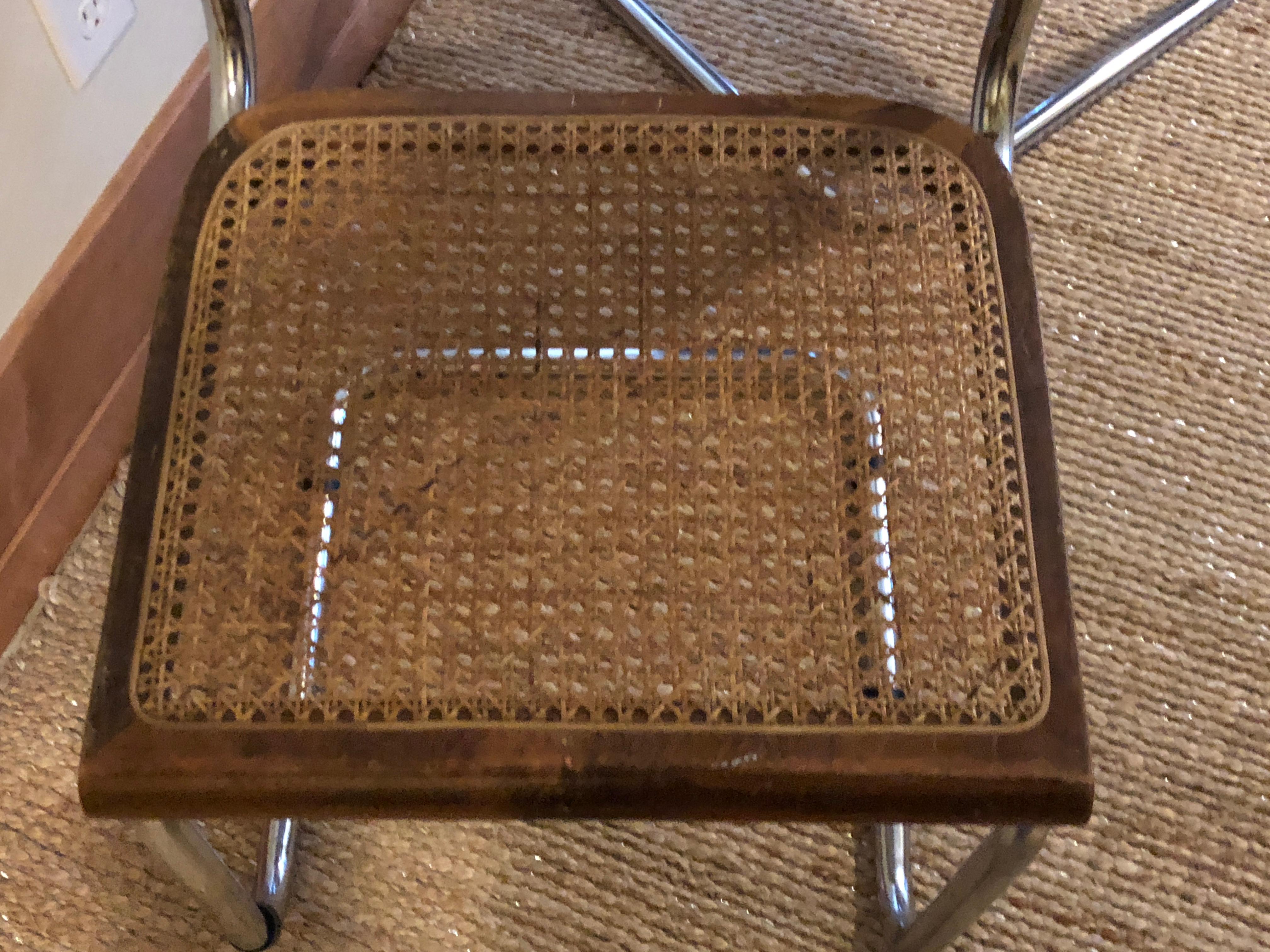 Caning 1960s Marcel Breuer Walnut Cesca Chairs For Sale