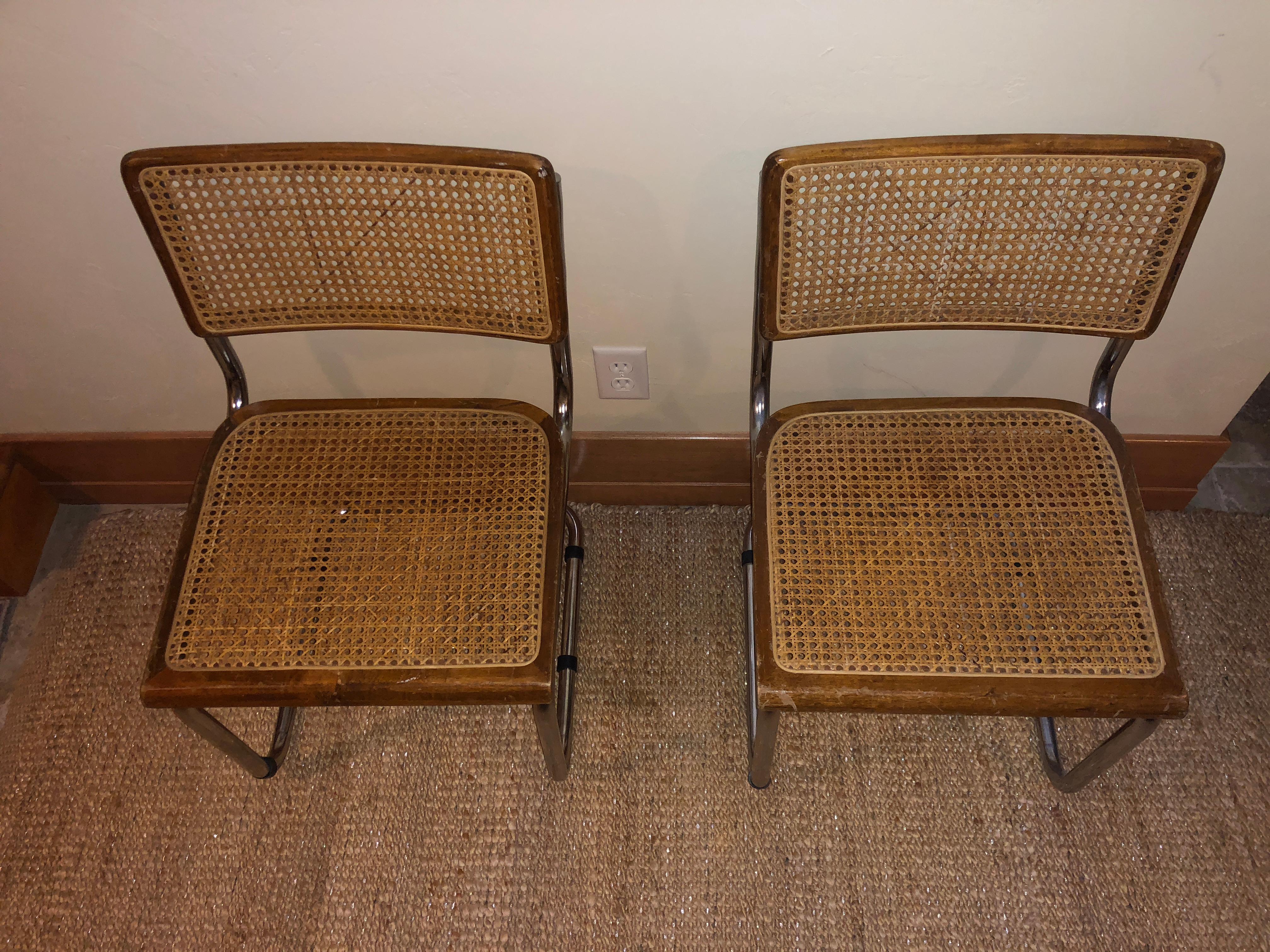1960s Marcel Breuer Walnut Cesca Chairs For Sale 1