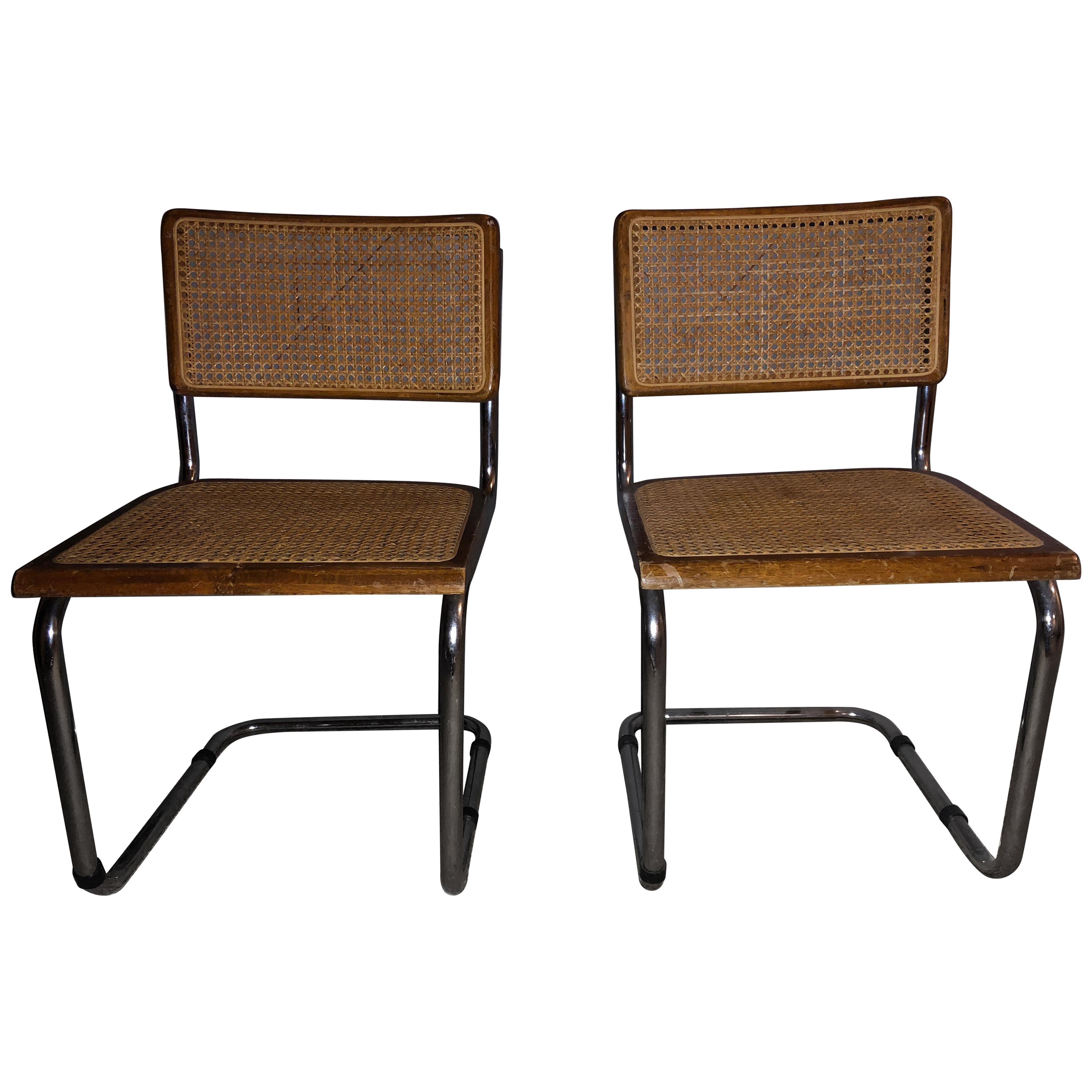 1960s Marcel Breuer Walnut Cesca Chairs For Sale