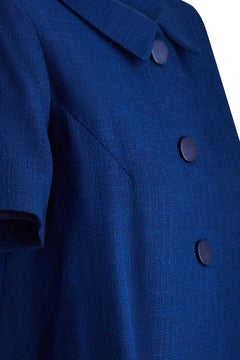 1960s Marcel Fenez French Blue Linen Dress Suit