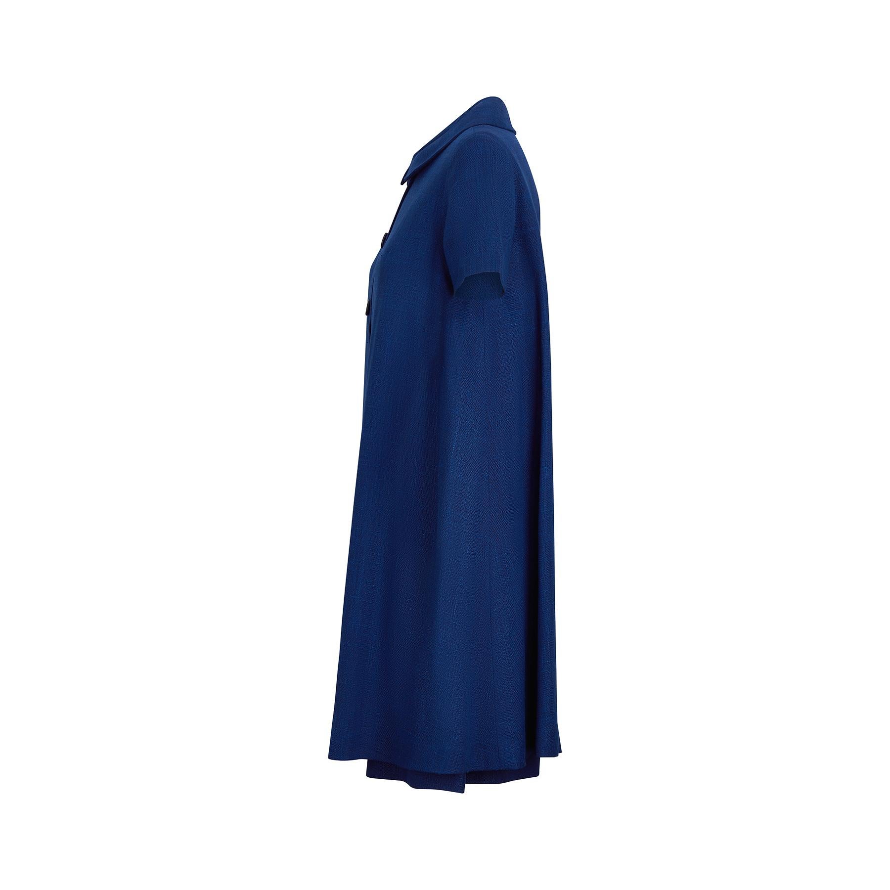 Women's 1960s Marcel Fenez French Blue Linen Dress Suit