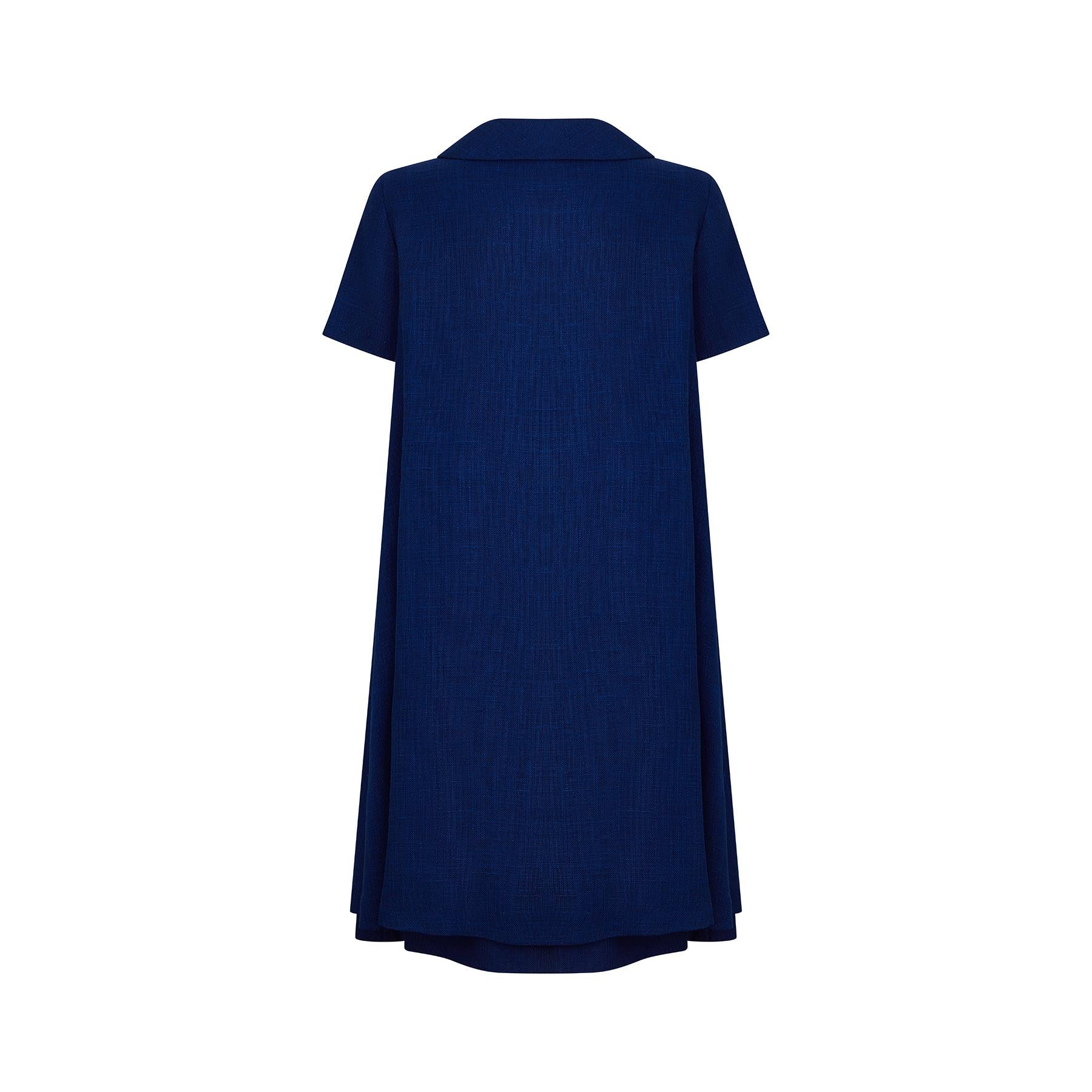 1960s Marcel Fenez French Blue Linen Dress Suit 1