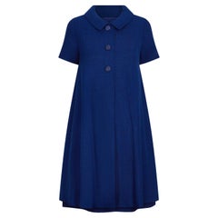 Abito da sera in lino blu francese di Marcel Fenez degli anni '60