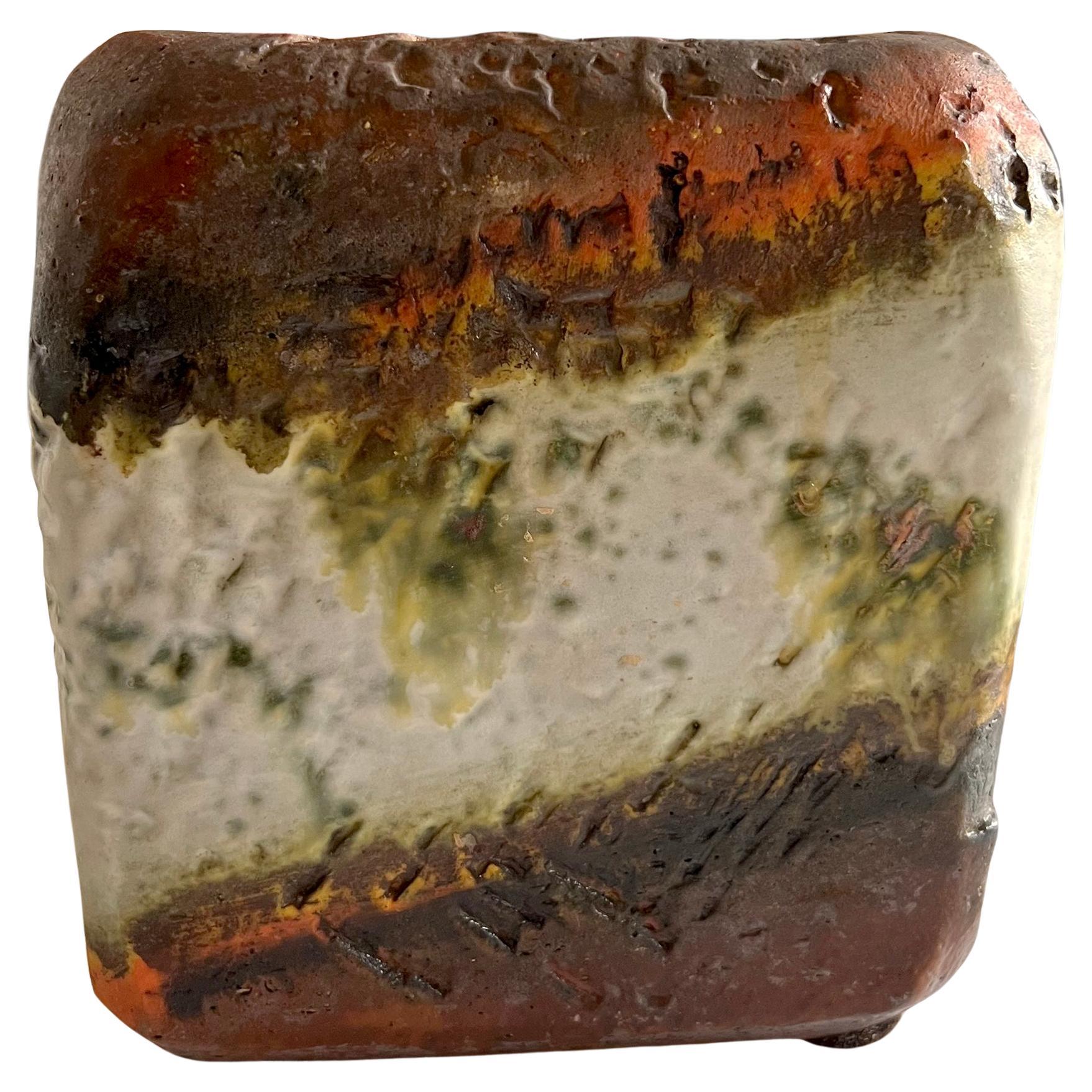 Milieu du XXe siècle Vase en céramique épaisse murale abstraite italienne moderne Marcello Fantoni Raymor des années 1960 en vente