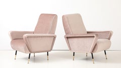 1960's Marco Zanuso Style Italian Lounge Chairs In Mohair Fabric