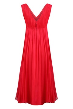 1960s Mardi Gras By Levino Verna Red Silk Chiffon Dress