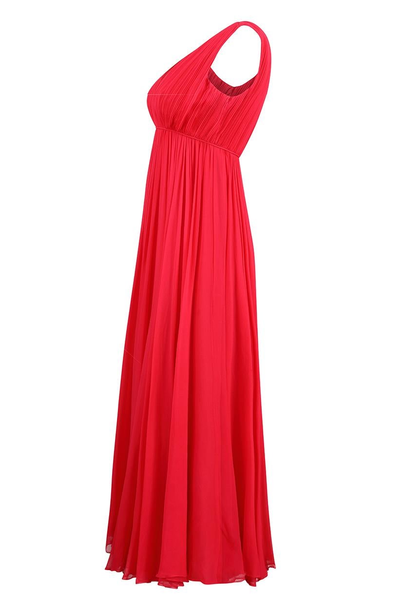 1960s Mardi Gras By Levino Verna Red Silk Chiffon Dress In Excellent Condition For Sale In London, GB