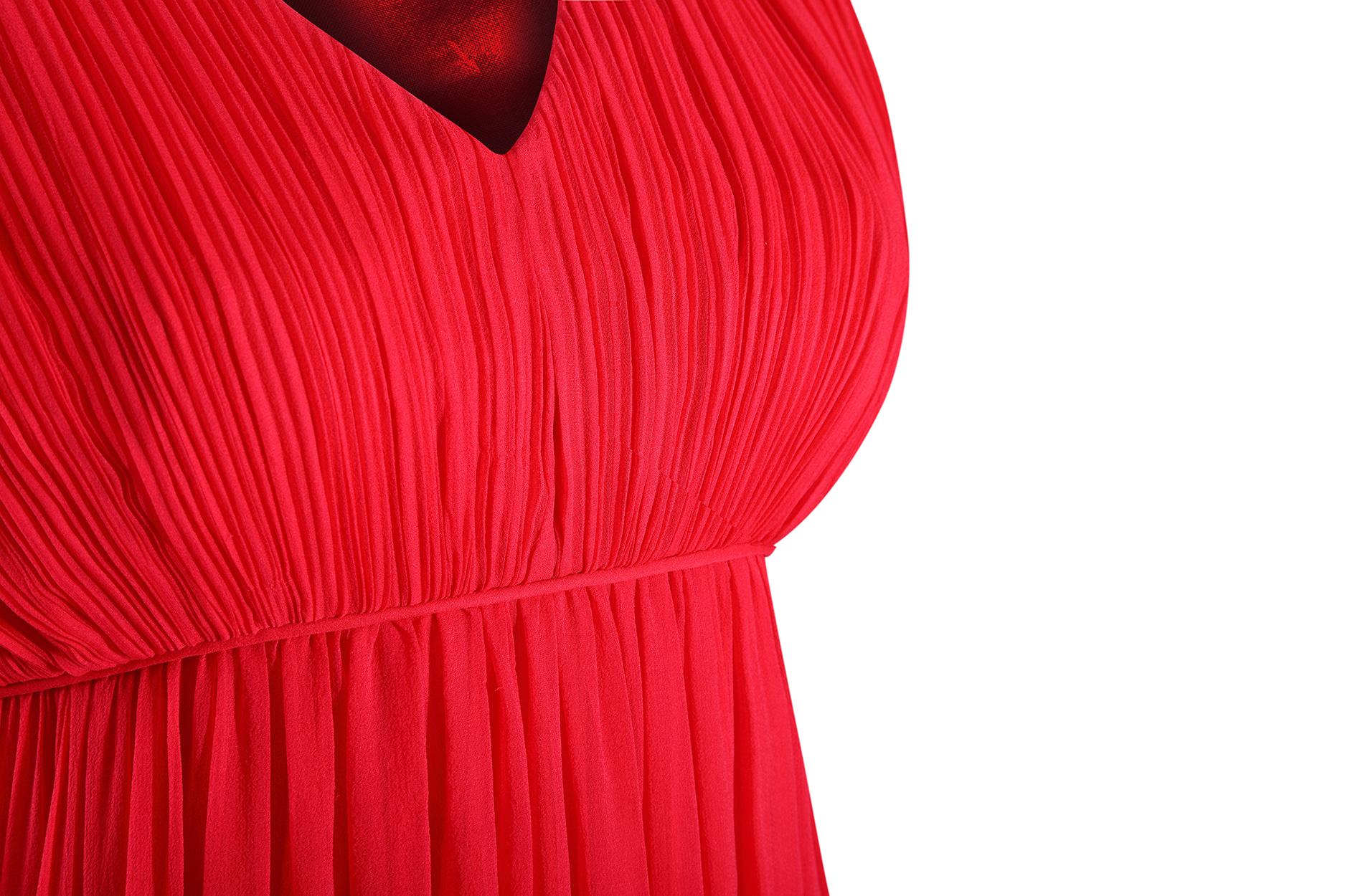 Women's 1960s Mardi Gras By Levino Verna Red Silk Chiffon Dress For Sale