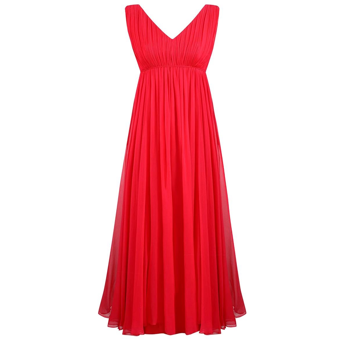 1960s Mardi Gras By Levino Verna Red Silk Chiffon Dress For Sale