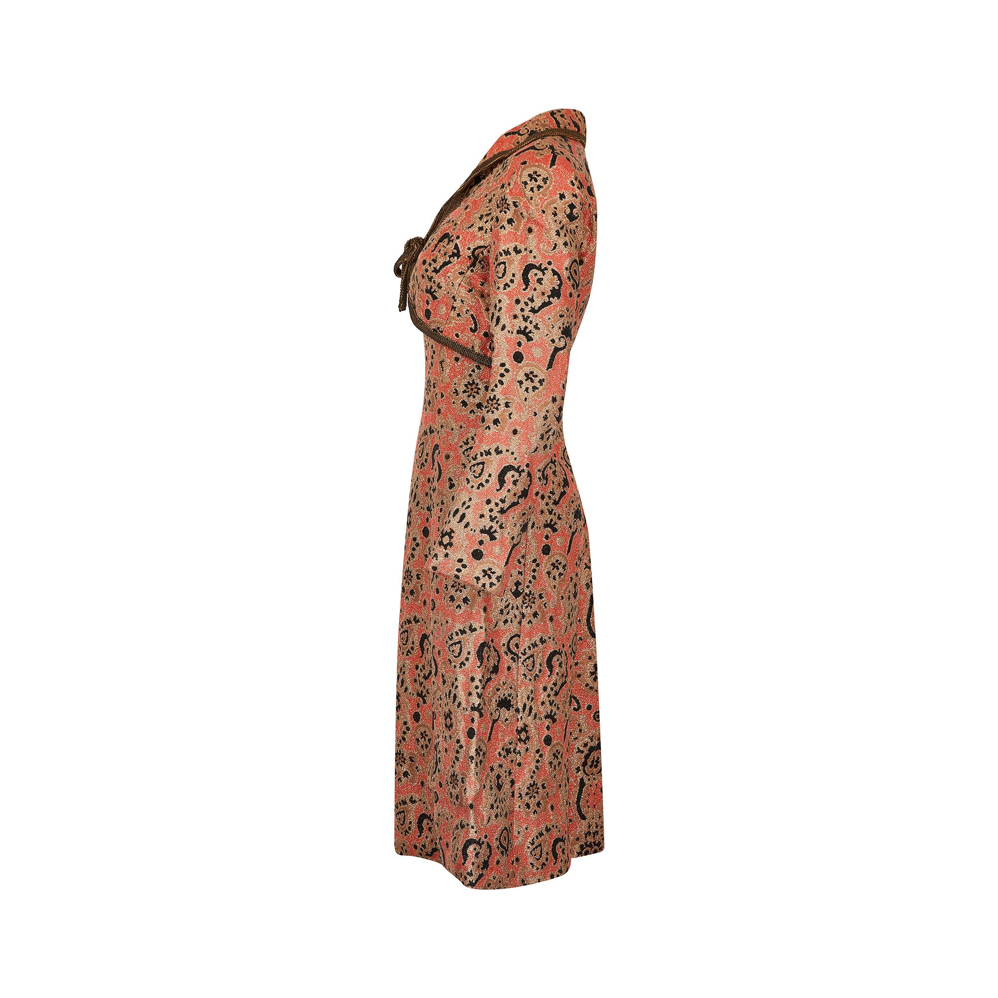 1960s Maria Moutet Paisley Lame Dress Suit In Excellent Condition For Sale In London, GB