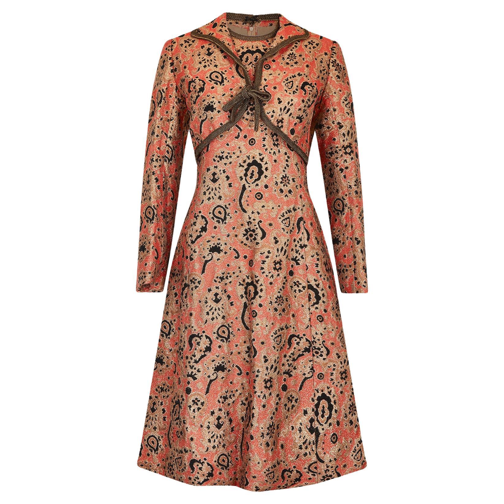 1960s Maria Moutet Paisley Lame Dress Suit
