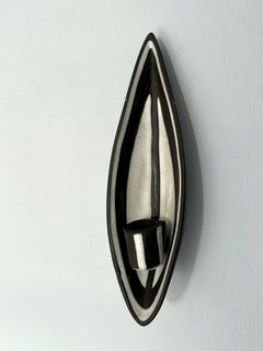 1960s Marianne Starck Sgraffito Black White Ceramic Candle Sconce, Denmark