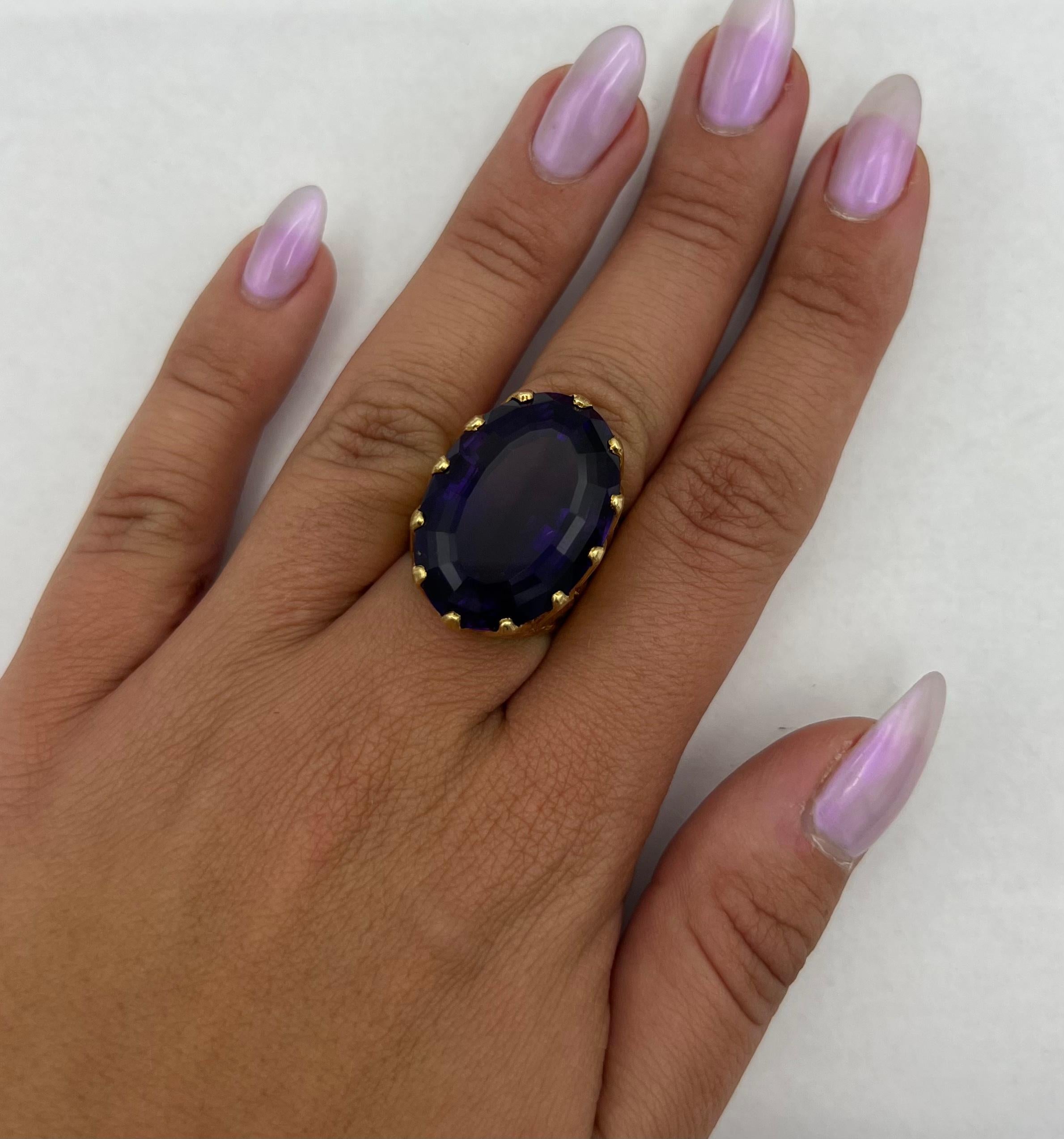 1960’s Mario Buccellati Gold Cocktail Ring Amethyst In Excellent Condition In Beverly Hills, CA