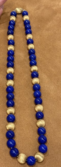 1960s Mario Buccellati Lapis Lazuli and Gold Bead Necklace