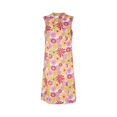 1960s Marjon Couture Keyhole Neckline Floral Print Dress
