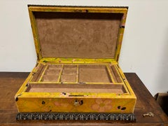 1960's Mark Cross Velvet Covered Jewelry Box With Psychedelic Designs