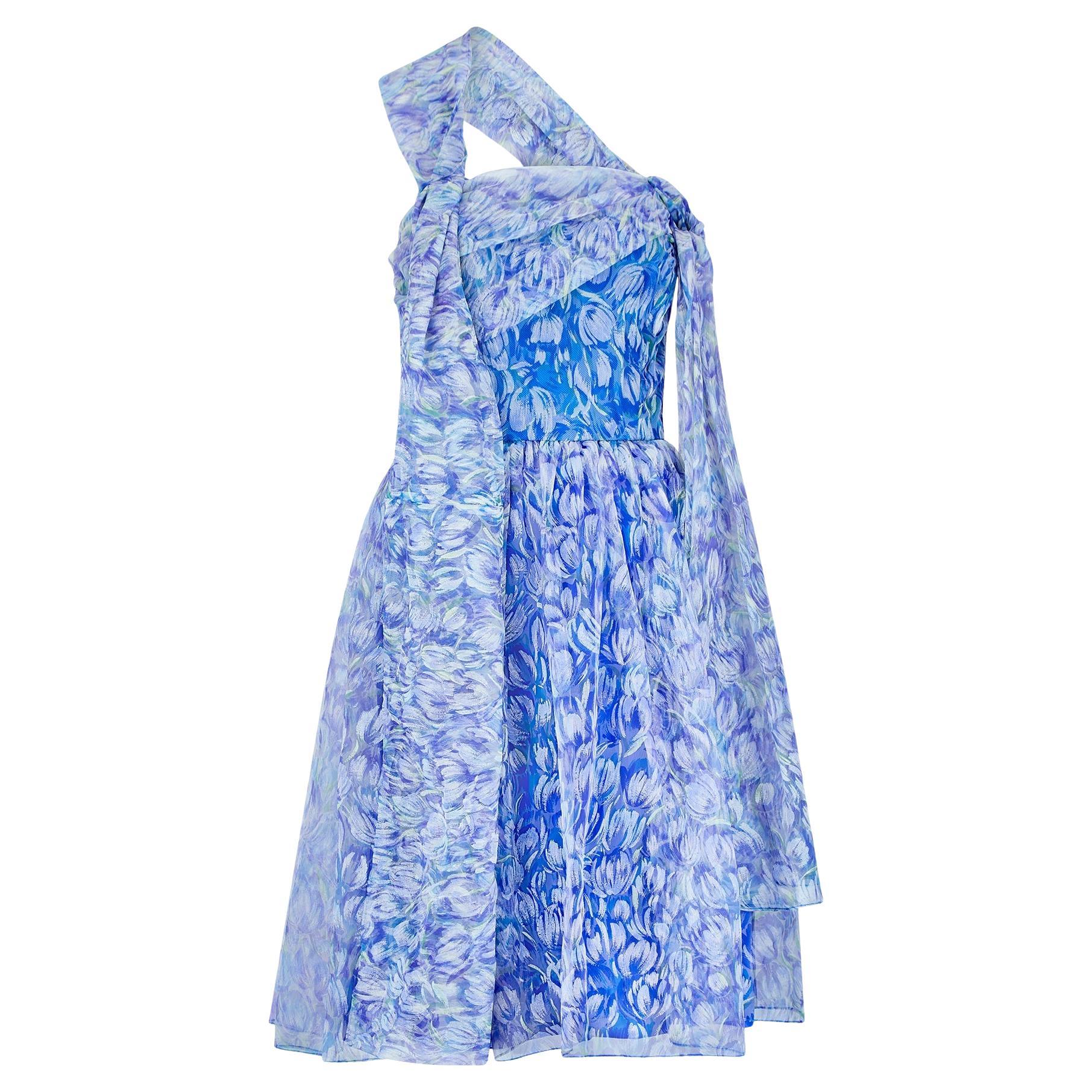Vestido floral sin tirantes Marldena, años 60 en venta