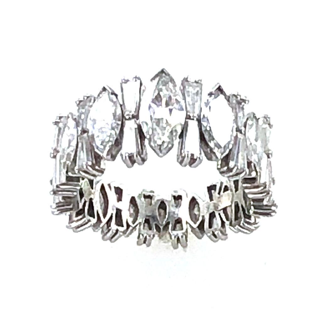 Marquise Cut 1960s Marquise Baguette Diamond Platinum Eternity Band