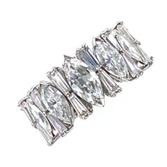 Vintage 1960s Marquise Baguette Diamond Platinum Eternity Band