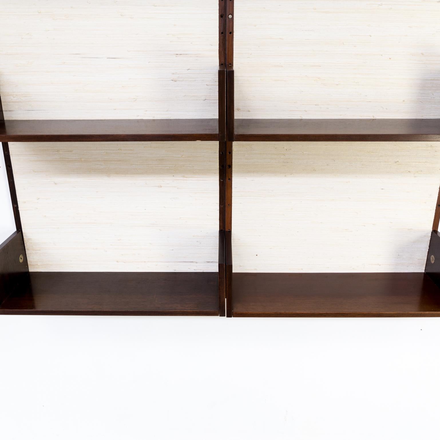 1960s Marten Franckema Rosewood & Seagrass Canvas Wall Unit 6 Shelves for Fristh For Sale 2