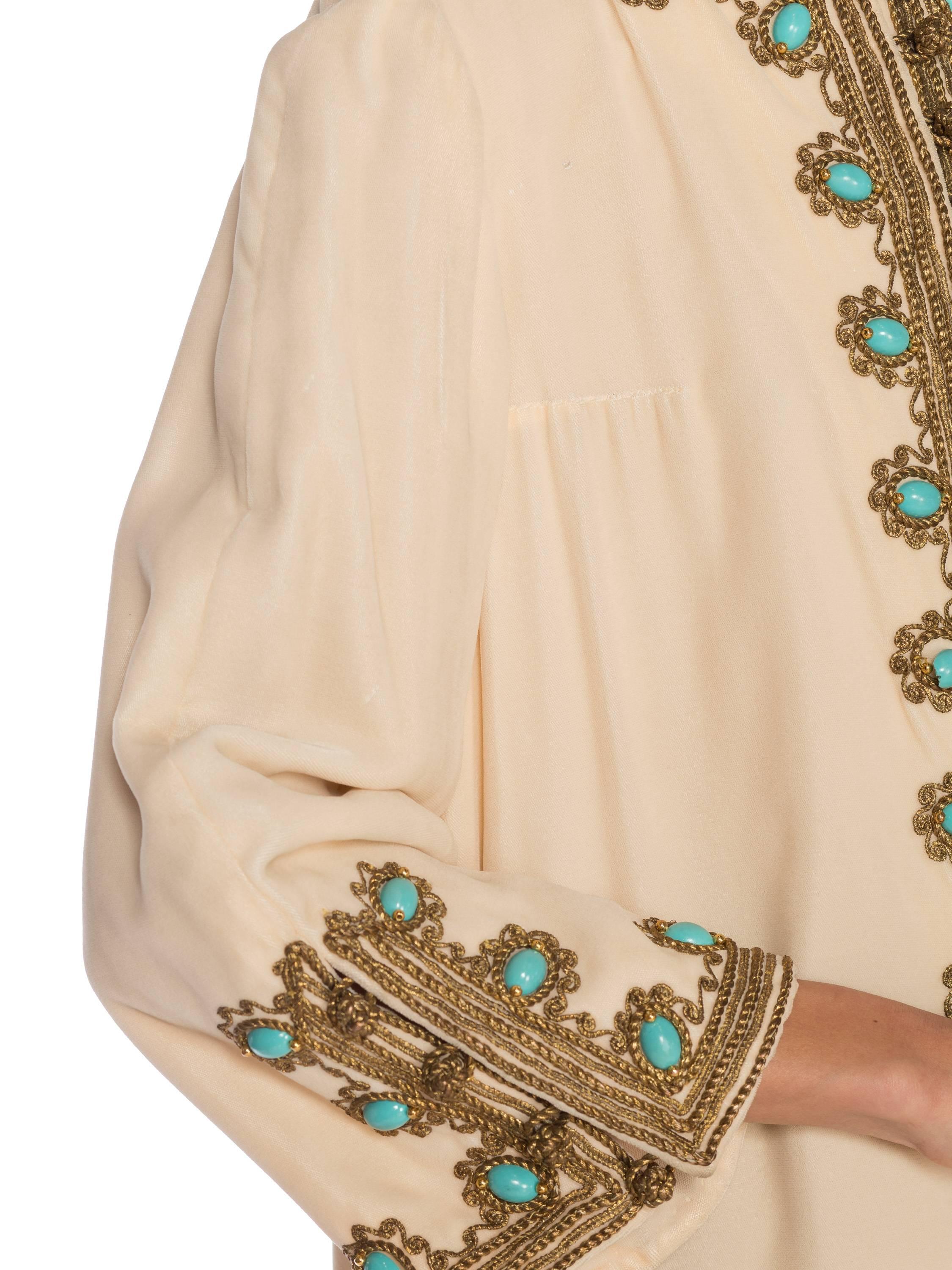 1960s Martha Gold Embroidered Velvet Kaftan 7