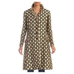 1960S MARTHA’S Black 
Gold Lamé Matelassé High Quality Evening Coat