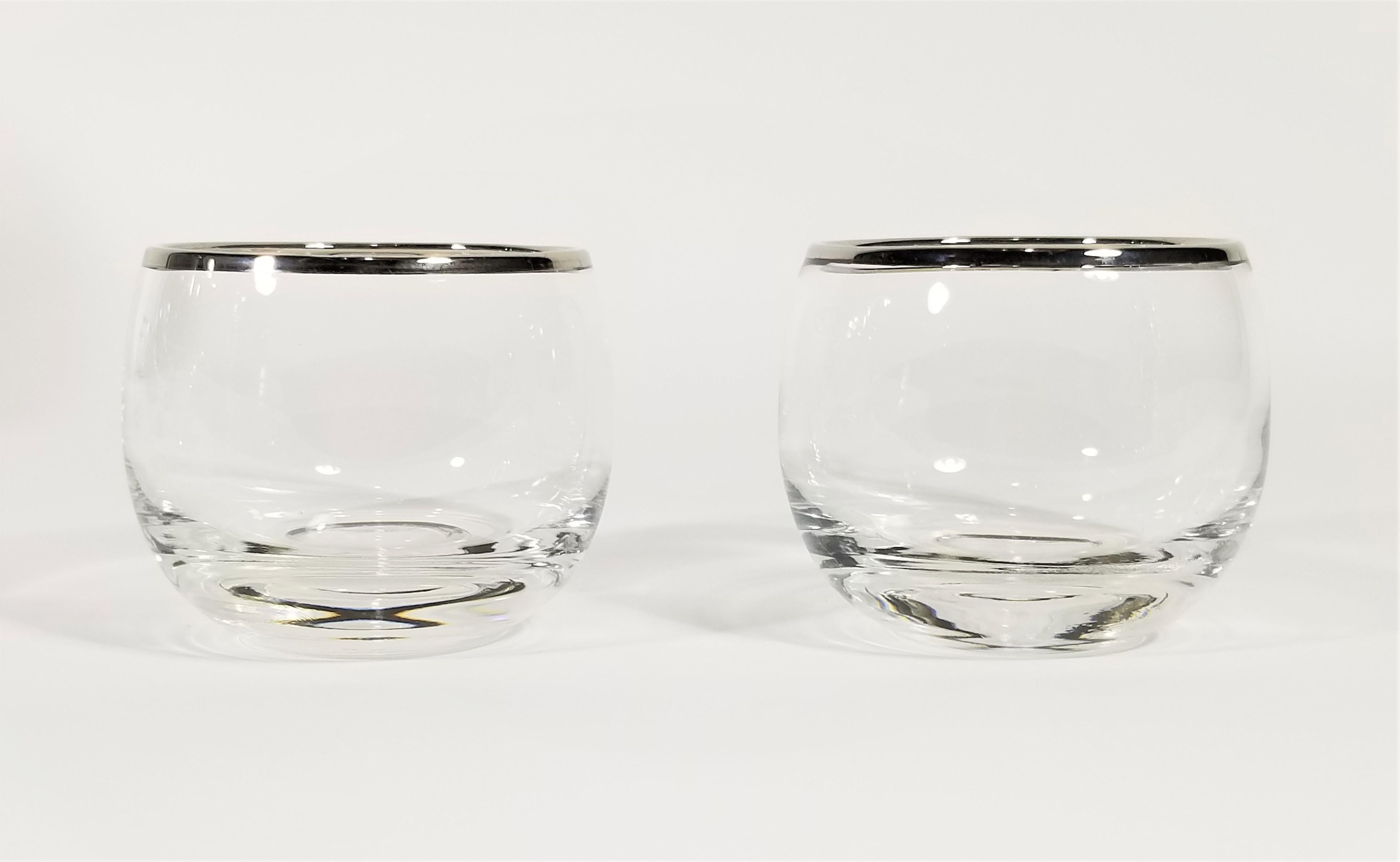 20th Century 1960s Martini Set Silver Rimmed  Dorothy Thorpe Style Glassware Barware  For Sale