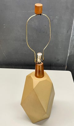 1960s Martz Geometric Architectural Stoneware Table Lamp Cabin Modern Faceted
