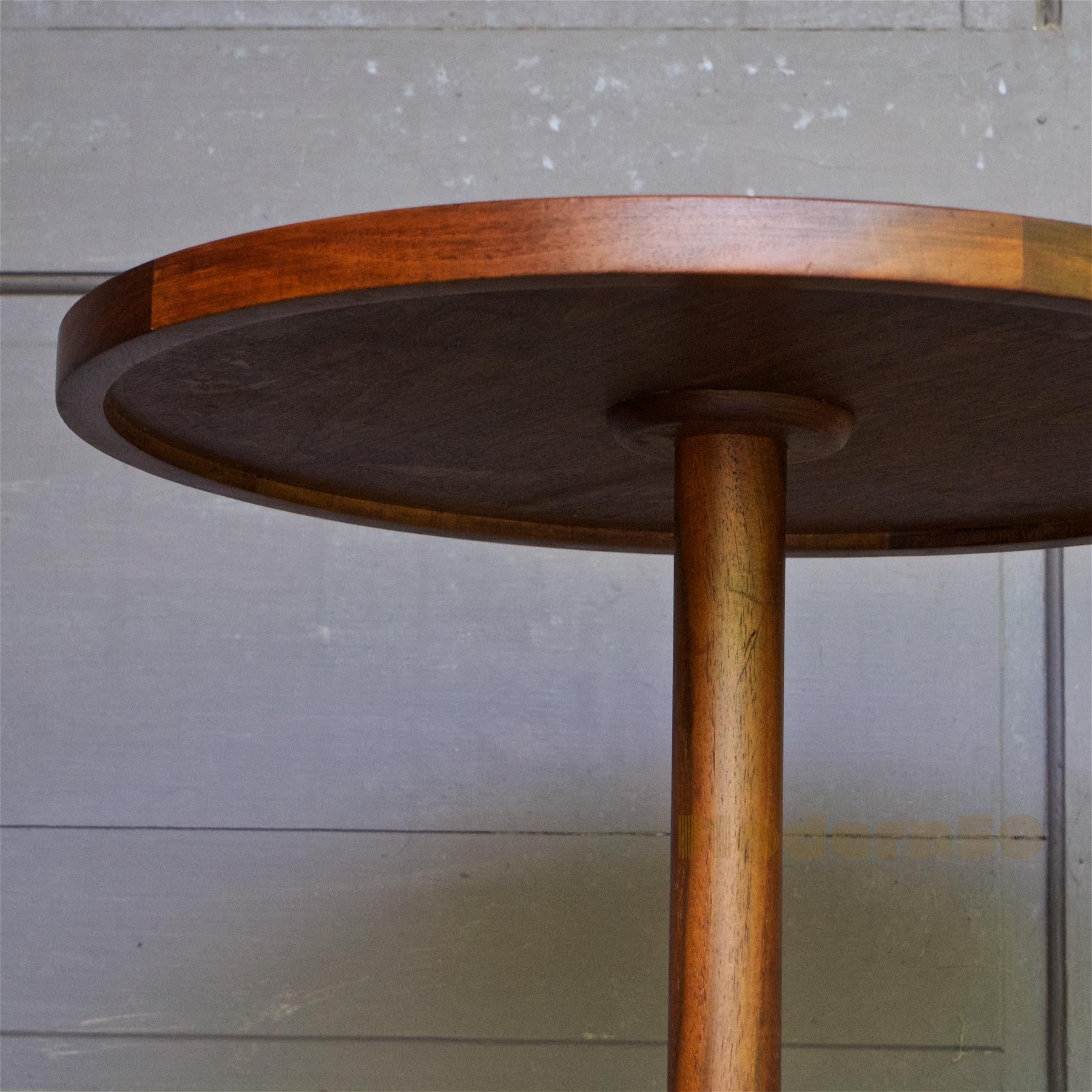Mid-20th Century 1960s Martz Table Walnut Brush Glazed Round Tiles CabinModern Studio Craft For Sale