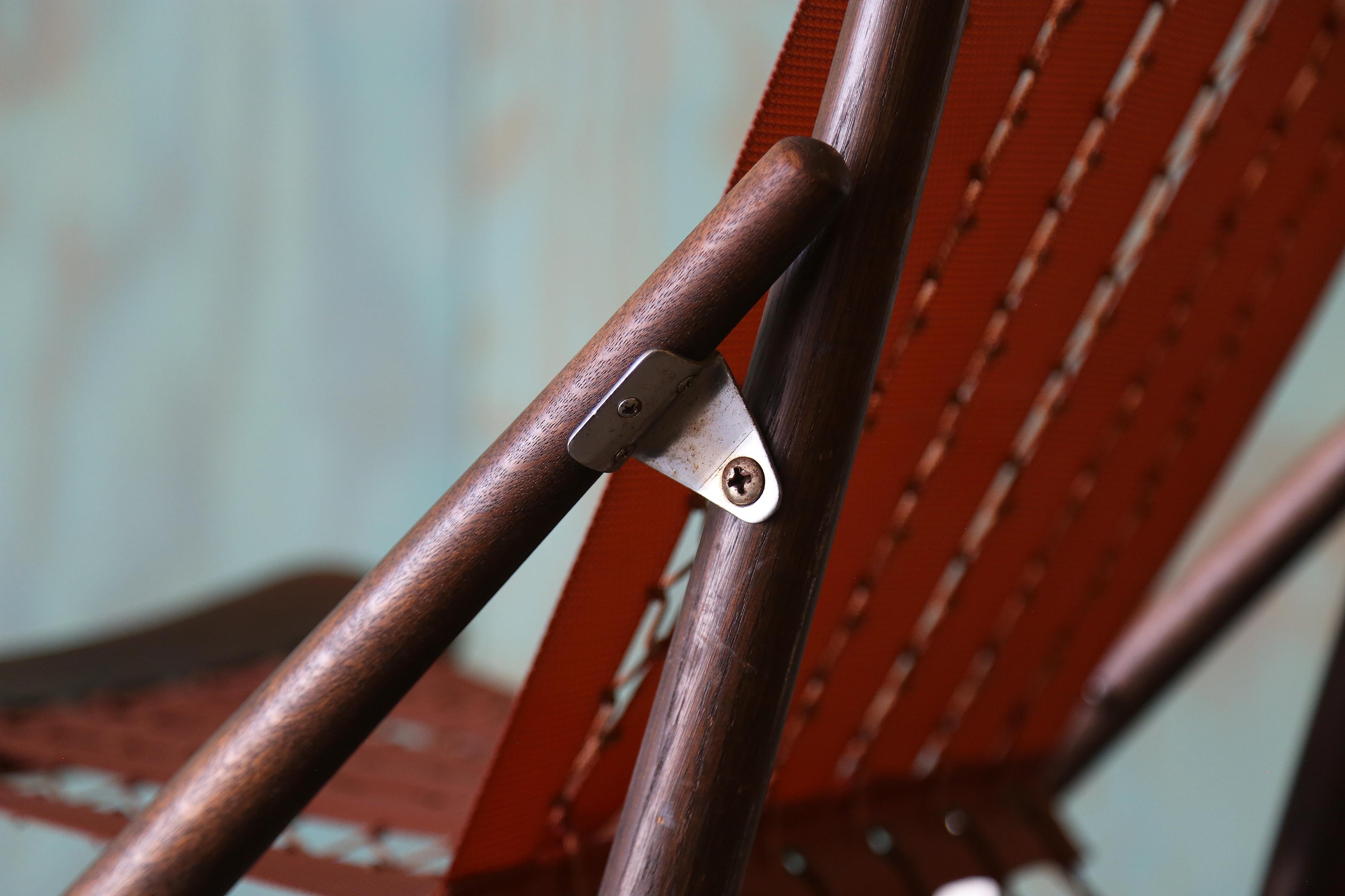1960s Maruni Mokko Japanese Folding Sling Chairs w/ Sheepskin - a pair For Sale 10