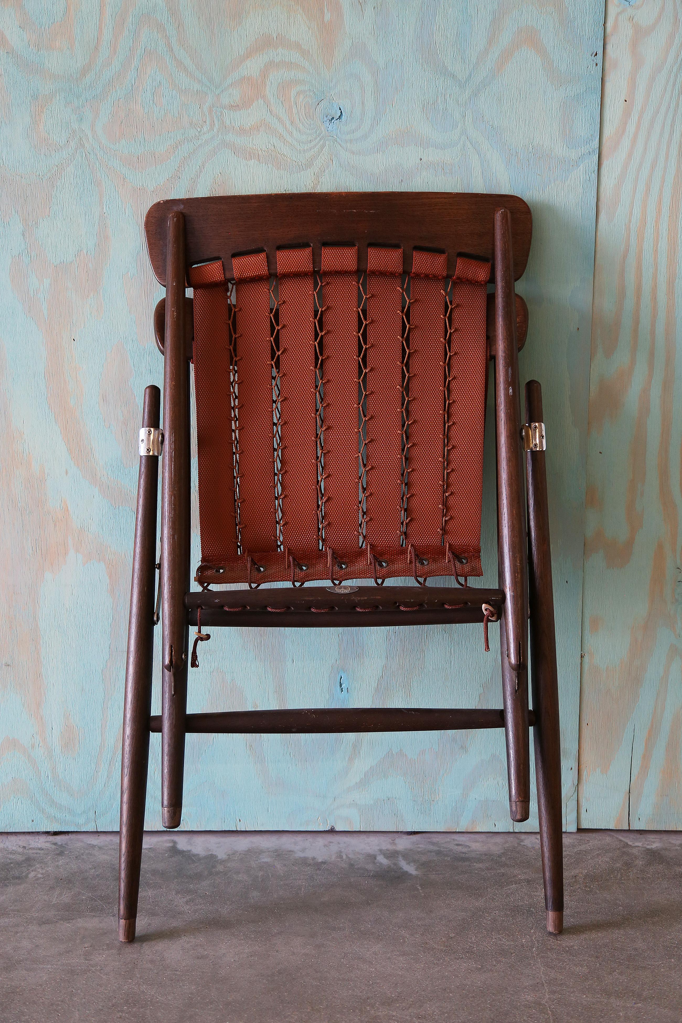 1960s Maruni Mokko Japanese Folding Sling Chairs w/ Sheepskin - a pair For Sale 14