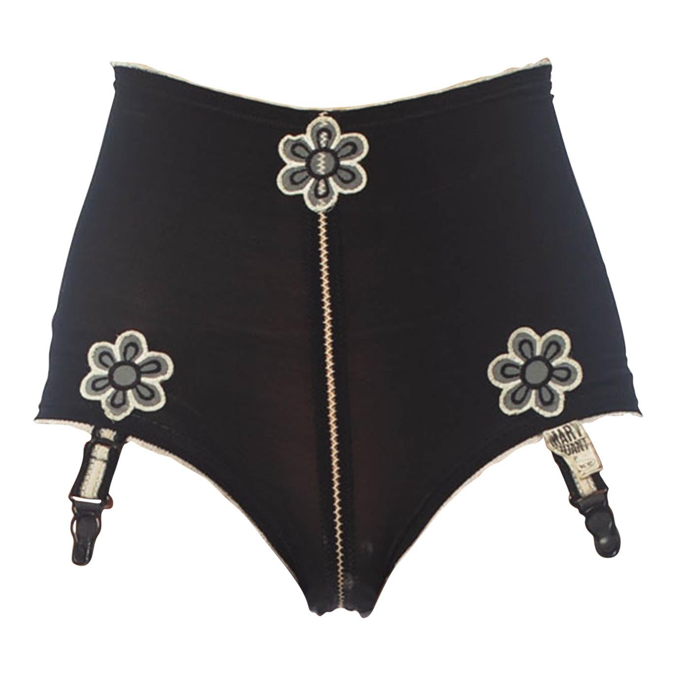 1960S Mary Quant Black Girdle With Daisies