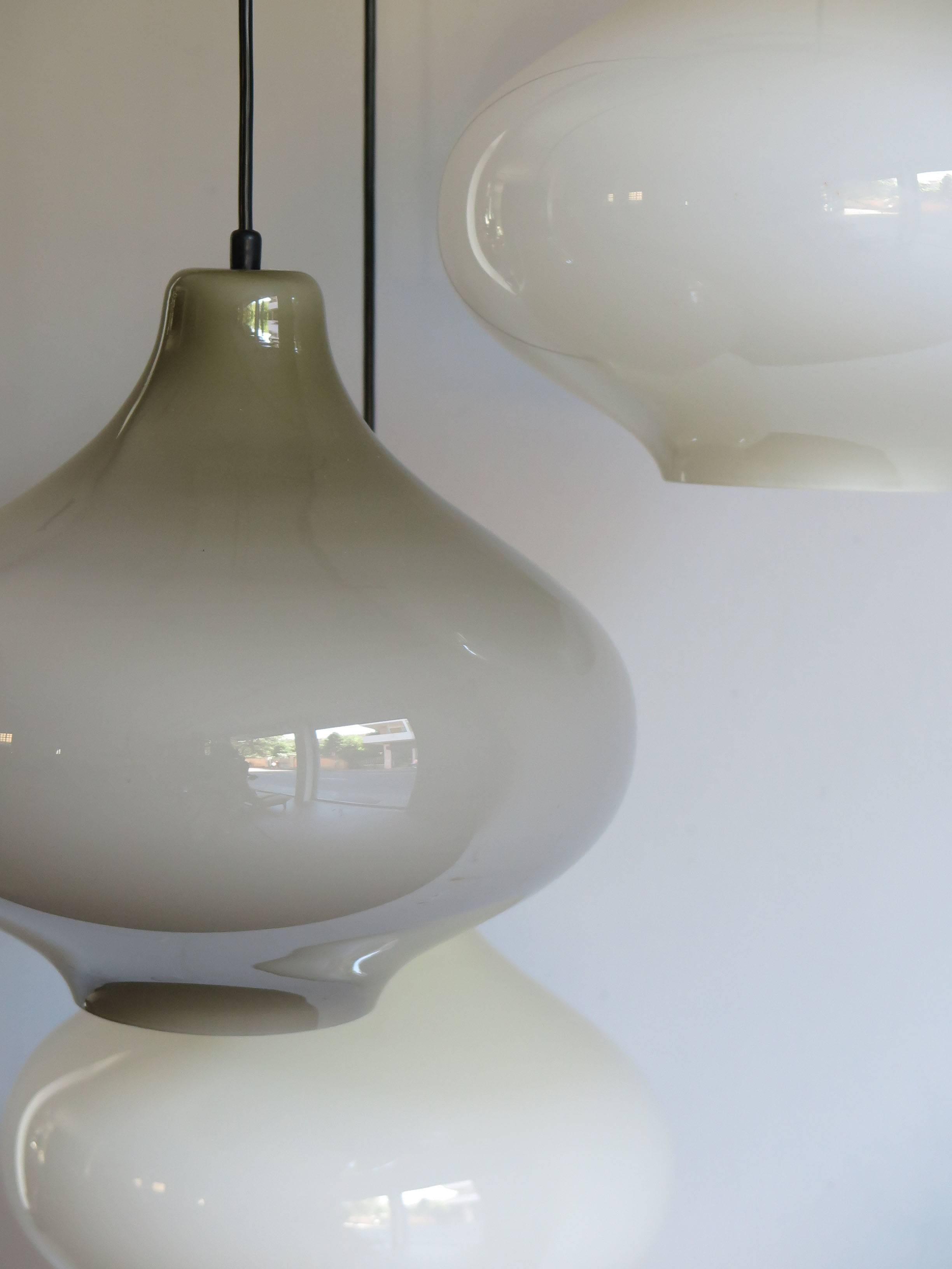 Brass 1960s Massimo Vignelli Glass Mid-Century Modern Pendant Lamp for Venini